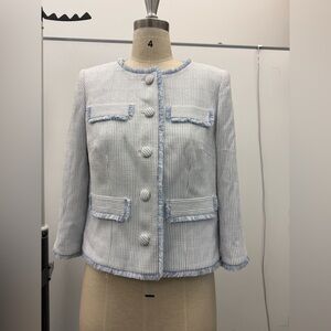 Preston & York Women's Blue Tweed Jacket - Size 6